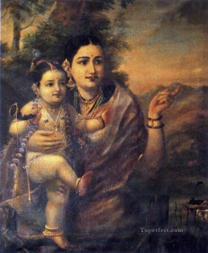 Raja Ravi Varma Painting - Raja Ravi Varma Yasoda with Krishna